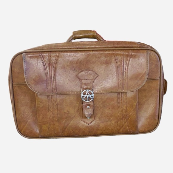 Vintage 1978 American Tourister  Inc. 100% Leather Brown Suitcase (Carry-On) - Picture 3 of 17